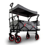 Fuxtec Chariot Premium Cruiser Gris, L'Original, Chariot de Jardin Pliable Pour Enfants, Transport, Plage, Ville, Forêt, à Tirer ou à Pousser, Capacité De Charge 75 kg