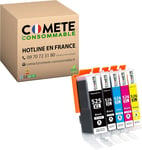 COMETE, Marque française - PGI 525 CLI 526 - Pack de 5 Cartouches d'encre Compatibles avec Canon PGI-525 CLI-526 XL / 525XL 526XL