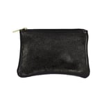 Les Cléias Pochette zippée S en Cuir Vachette irisé, fabriqué en Italie, H10.5 x L16 cm, Noir