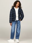 Tommy Hilfiger Kids' Essential Down Faux Fur Hood Jacket, Desert Sky