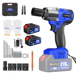 Cordless Electric Impact Wrench Gun 1/2'' High Power Driver LED Li-ion Battery