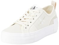 Calvin Klein Jeans Women Vulcanised Trainers Bold Low Platforms, White (Creamy White/Eggshell), 38