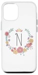 Coque pour iPhone 12/12 Pro Cadeau personalisé pour fillettes thème princesses lettre N