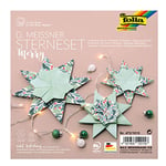 folia D. Meissner Merry, Folding Craft Set with 36 Sheets (80 g/m Large and 2 Small Stars, with Instructions (English Language not Guaranteed), for Timeless Decoration, Paper, Mint Tones, One Size