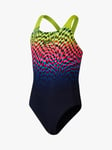 Speedo Kids' Digital Optical Illusion Print Powerback Swimsuit, Multi