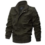 AIMEE7 Blouson Homme Grande Taille Classique Style Veste Militaire en Coton Manches Longues Manteau Oversize Casual Vintage Jacket Outwear (ArméE Verte)