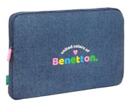 Safta Benetton Denim – Laptop Sleeve 15.6 Inches, Backpack, Ideal for Children of Different Ages, Comfortable and Versatile, Quality and Resistance, 39.5 x 3.5 x 27.5 cm, Denim Colour, Cowgirl,