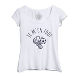 T-Shirt Femme Col Echancré Je M'en Foot Sport Football Ballon Team