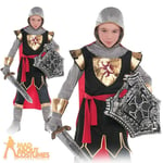 Boys Knight Costume Kids Brave Crusader Medieval Fancy Dress Outfit Book Day