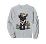 Black Cat in Cowboy Boots Sweatshirt