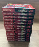 13 x New Sony Recordable Mini Discs Sealed ~ 74 Minutes Each Ruby Red MDW-74AR