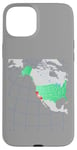 Coque pour iPhone 15 Plus Carte des États-Unis et de l'Amérique du Nord. Rouge surligné Californie