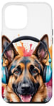 Coque pour iPhone 15 Plus Berger Allemand Écouteurs Chien Alsacien Animaux Imprimé