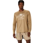 Asics Men's Fujitrail Logo Ls Top Pepper/Feather Grey/Oatmeal, L