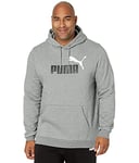 PUMA Men's Essentials+ Big Logo Fleece Hoodie Hooded Sweatshirt, Medium Gray Heather, Large