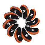 Germerse Couvre-tête de Pilote de Golf, Couvre-Putter 10 pièces Lavable en Machine, Conception à glissière pour Accessoire de Golf pour Les(Black Orange + Number)