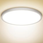 NIBSHOOM Plafonnier LED, 24W Luminaire Plafonnier Étanche IP44 Blanc Froid 4000K 2400LM, Lampe LED Chambre, Plafonnier Rond de 30cm Pour Chambre à Coucher Salle De Bain Salon Cuisine Bureau