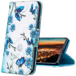 MRSTER Cuir Premium Coque pour Samsung Galaxy S7 Edge, Durable Léger Classique Conçu Étui en PU Cuir Portefeuille Etui Housse pour Samsung Galaxy S7 Edge. HX Blue Butterfly