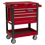 Heavy-Duty Mobile Tool & Parts Trolley with 5 Drawers & Lockable Top