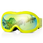 EXP VISION Masque de Ski pour Enfant 2 à 14 Ans Lunette Ski Masque Ski OTG de Garçon ou Fille Anti-UV Antibuée Compatible avec Casque Lunettes de Neige