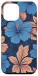 Coque pour iPhone 13 Pro Max Hibiscus bleu et fleurs tropicales hawaïennes, été et hawaïen