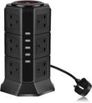 Extension Lead PRITEK 12 Way Outlets 1000J Surge Protector Vertical Power Strip