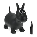 Relaxdays Bouncing Hopper Dog, Incl. Air Pump, for Children from 3 Years, BPA-Free, Inflatable Toy, 50x60x25 cm, Black