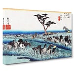 Big Box Art Chiriu Station by Utagawa Hiroshige Painting Canvas Wall Art Framed Picture Print, 30 x 20 Inch (76 x 50 cm), White, Grey, Black, Blue, Cream