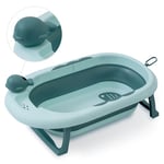 Interbaby Baignoire pliante Vert pour bébé avec gobelet de rinçage - Antidérapante - Couvercle étanche.