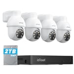 ieGeek PoE Security CCTV Camera Systems with AI Human & Vehicle Detection, 4K Lite H.265+ DVR/NVR with 2TB HD, 4x 5MP Home Security Cameras, Color Night Vision, Automatic Tracking, Remote Access