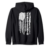 Juneteenth African American Distressed Flag Upside Down USA Zip Hoodie