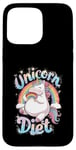 Coque pour iPhone 15 Pro Max Unicorn Diet Magical Rainbow Unicorn Princess