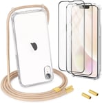 Chaîne De Téléphone Portable Pour Iphone Xr - Avec Cordon - 1 Coque Transparente Avec 2 Films De Protection D'écran - Collier Amovible - Élégant Étui De Protection Pour Téléphone Portable -