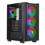 Noua Smash S102 Boîtier PC Gaming ARGB Mid-Tower ATX, 4 Ventilateurs LED RGB synchronisables 120 mm, Panneau Avant Mesh et Panneau latéral en Verre trempé