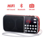 Radio Portable AM FM J-189,haut-parleur stéréo de poche,météo,Bluetooth,Radios numériques,Rechargeable USB - Type Rouge