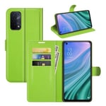 Oppo A54 5G      Pu Wallet Case    [Green]