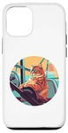 iPhone 12/12 Pro Cute Orange Fitness Cat on Gym Lifting Bench Case