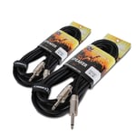 2x PD Connex Heavy Duty 6.35mm Male Jack To 6.35mm Jack Audio Cables Leads 10m