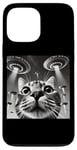 Coque pour iPhone 13 Pro Max Cat Selfie with UFO Weird 50s Photo