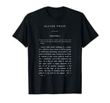 Oliver Twist Charles Dickens First Page Black T-Shirt