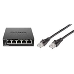 D-Link Switch 5 Ports Gigabit Metallique 10/100/1000mbps (DGS-105) & Amazon Basics Câble réseau Ethernet RJ45 catégorie 6-3 m - 5 câbles