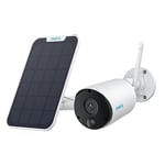 Reolink 2K Solar Powered Security Camera Outdoor, Argus Eco + Solar Panel, Battery Operated CCTV Camera Wireless with 3MP Night Vision, AI Detection, 2-Way Audio, WiFi Security Camera Works with Alexa