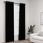 vidaXL Linen-Look Blackout Curtains with Grommets 2pcs Black 140x245cm NEW