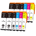 Kamo 33 XL Pack de 12 Cartouches d'encre Compatible avec Epson 33 33XL Cartouche, pour Expression Premium XP-530 XP-540 XP-630 XP-635 XP-640 XP-645 XP-830 XP-900 XP-7100