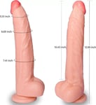 Realistic Dildo 13 Inch with Small Glans Flesh Big Dildo with Strong Suction Cup