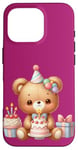 Coque pour iPhone 16 Pro Birthday Wishes Ours en peluche marron pour fille ou garçon