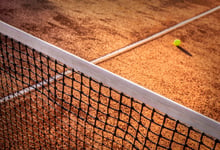 Tennis ball on a tennis court