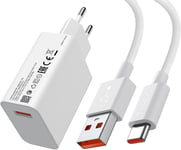 33w Chargeur Rapide Avec Câble Usb C 1m,Chargeur Turbo Pour Xiaomimi 11 Lite 5g/Mi 10t Pro/10t Lite/Pour Redmi Note 13/Note 12/11/10 Pro/Poco X3 Pro/Nfc/F3/M4 Pro/Redmi Pad Pro/Mi Pad 6/5