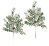 Flair Flower Lot de 2 Branches de Sapin artificielles avec Pommes de pin - Vert Sapin - Conifères - Décoration de Noël