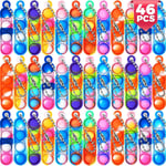 46Pcs Pop Keyring It Fidget Toys Pack Party Bag Fillers for Kids, Poppet Chri